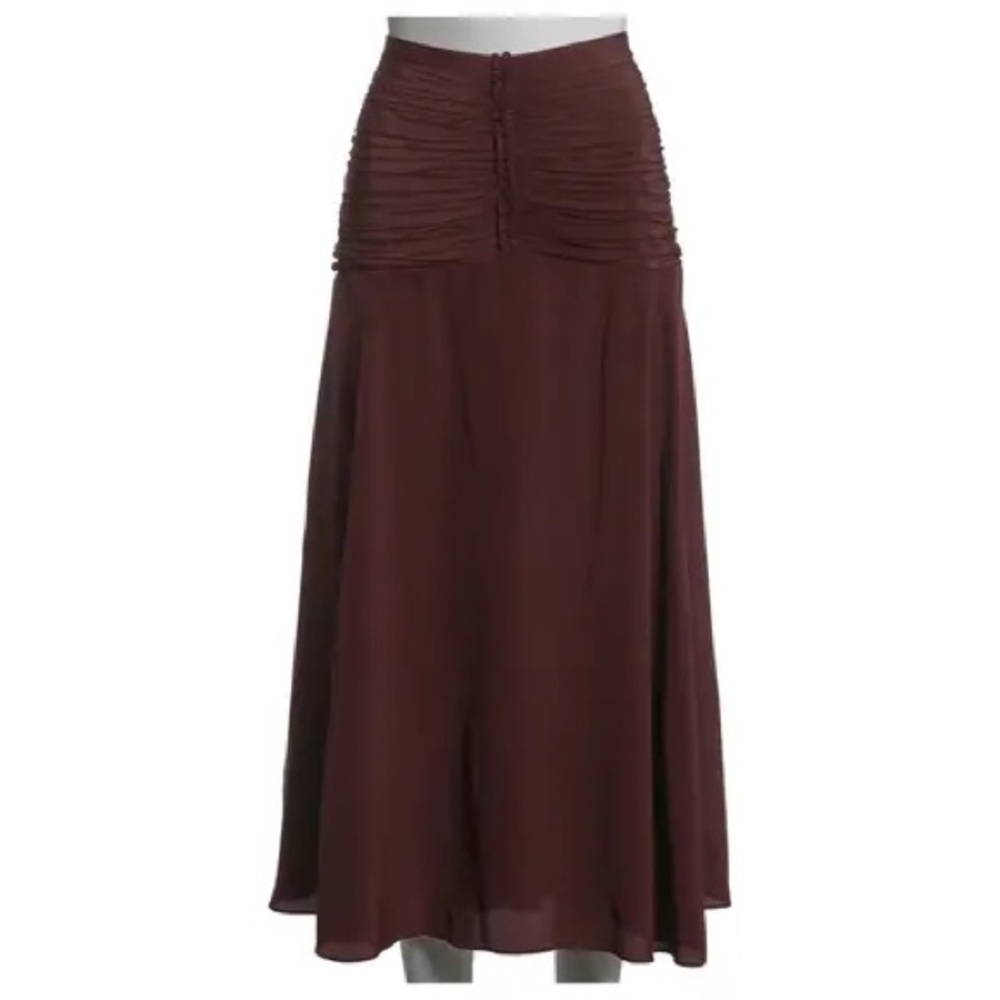 New Neverworn Ulla Johnson Burgundy silk midi skirt with ruched waist.